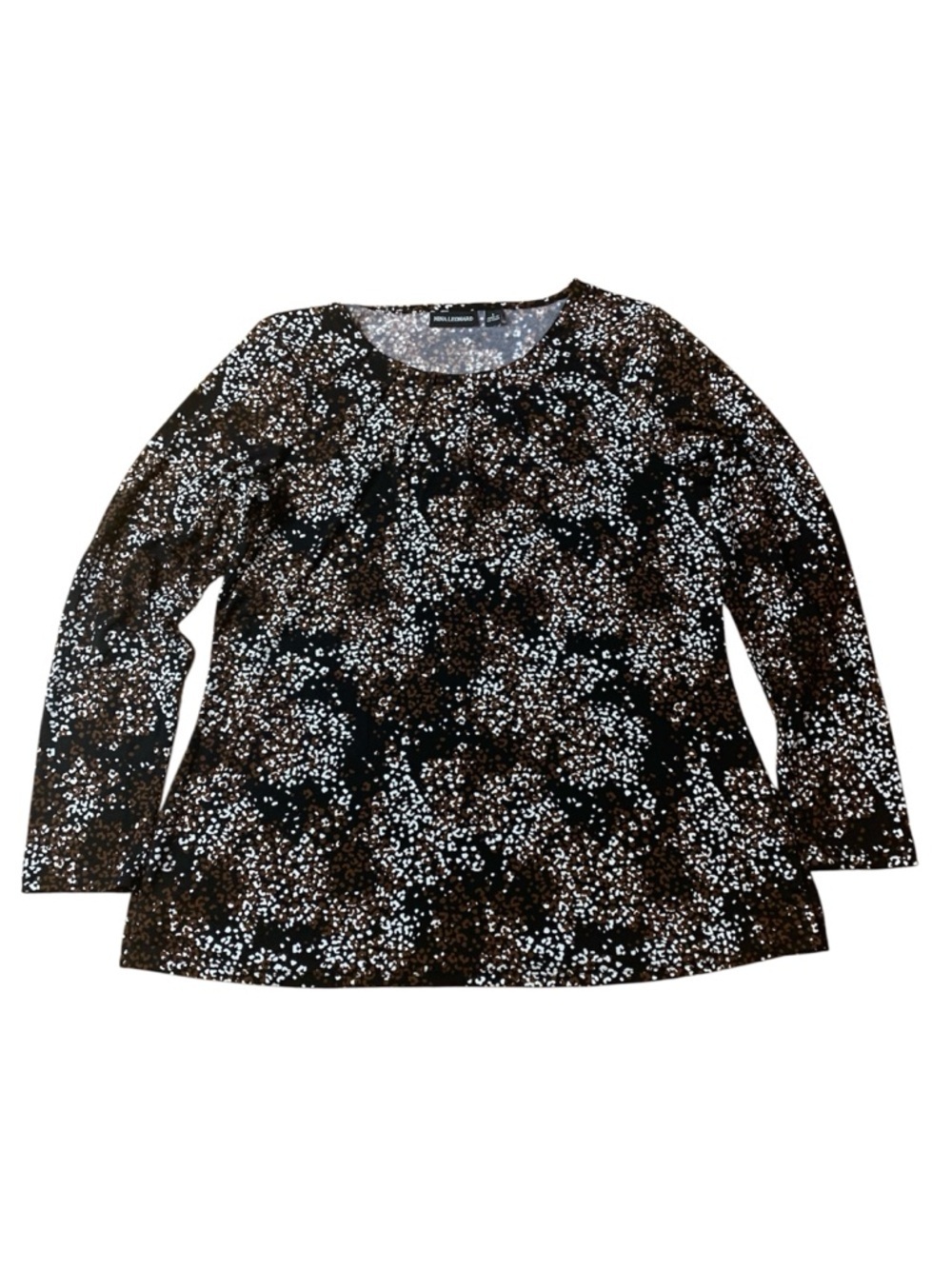 Nina Leonard Leopard Print Long Sleeve Knit Top - Large